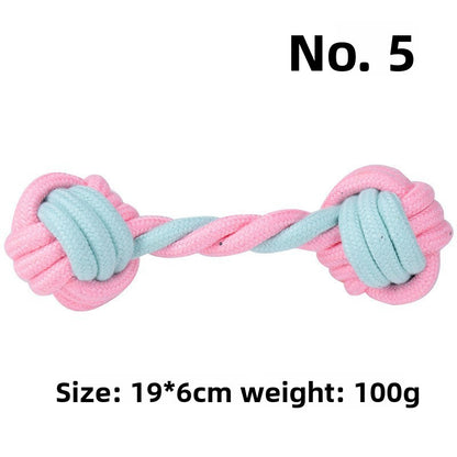 Pink Blue Combination Pet Cotton Rope Knot Toy for Tough Chewing Dogs