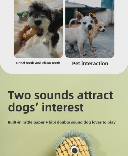 Squeaky Dog Toy Pineapple Fleece Chew Resistant Puppy Teething Chew Toy for Small Medium Dogs Like Corgi Golden Retriever Boredom Relief Interactive Pet Toy