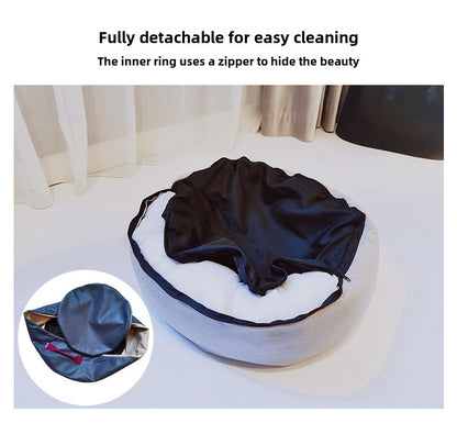 Pet Round Bed for All Seasons with Removable Washable Dog Cat Deep Sleep Mat Soft Bedding