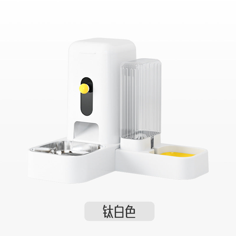 Stainless Steel Cat Bowl Dog Bowl Automatic Water Dispenser with Dry Wet Food Separation Large Capacity Pet Feeder Drinking Fountain Quiet Pump