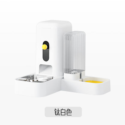 Stainless Steel Cat Bowl Dog Bowl Automatic Water Dispenser with Dry Wet Food Separation Large Capacity Pet Feeder Drinking Fountain Quiet Pump