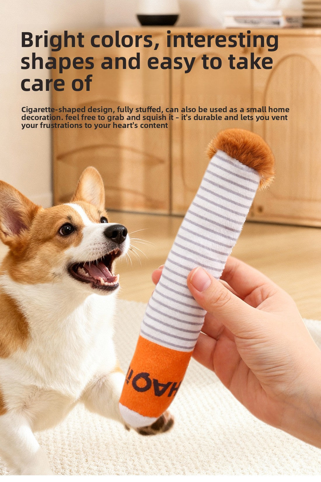 Dog Plush Sound Toy Imitation Cigarette Self-Entertainment Durable Chew Pet Supplies