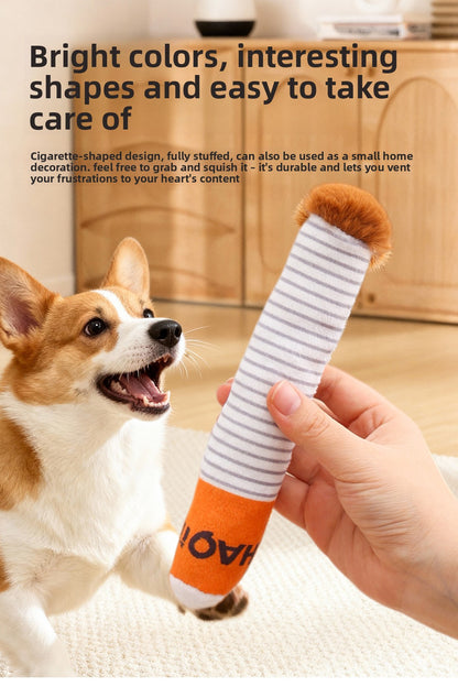 Dog Plush Sound Toy Imitation Cigarette Self-Entertainment Durable Chew Pet Supplies