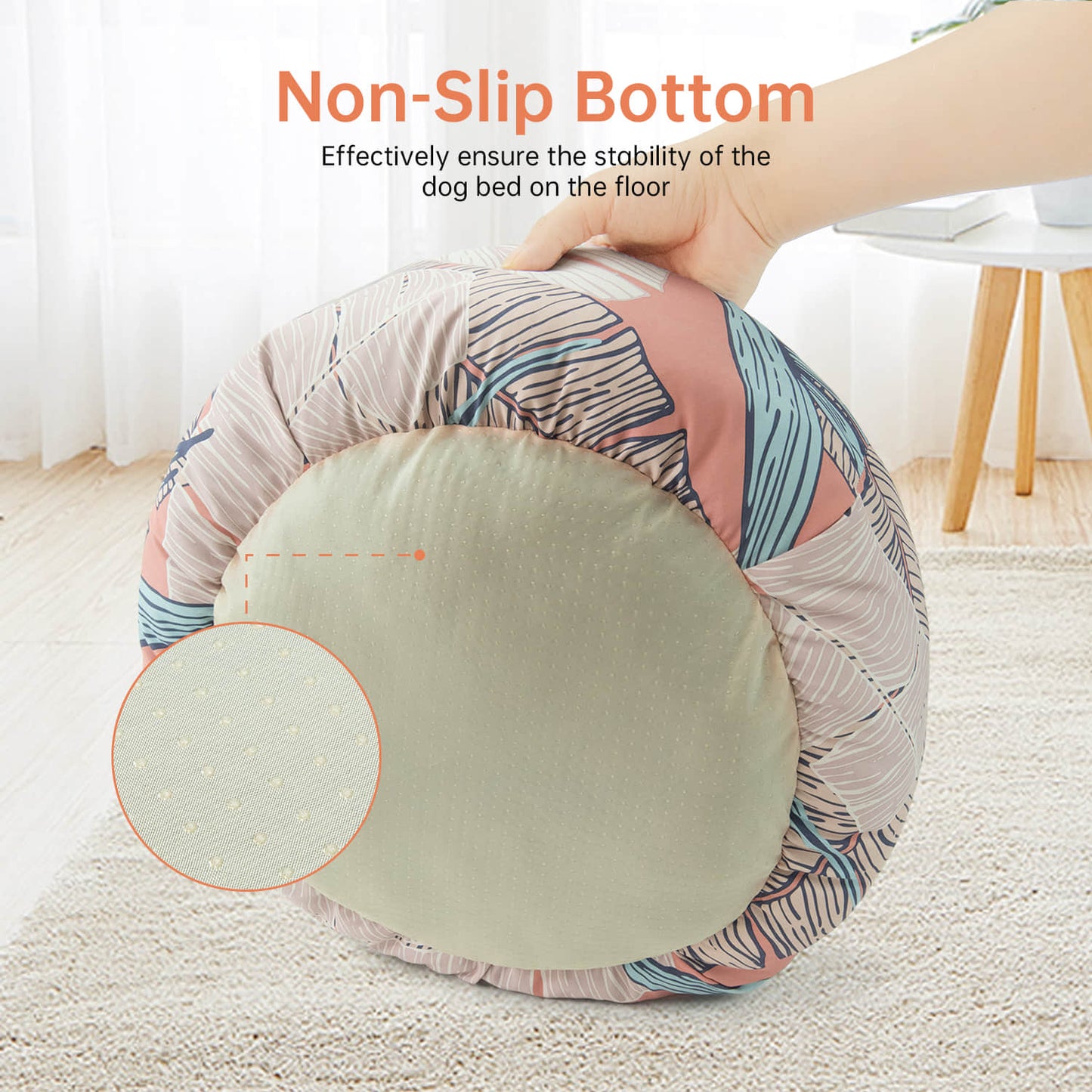 All Year Round Plush Round Leaf Pet Bed For Dogs And Cats Washable