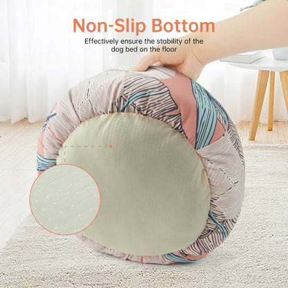 All Year Round Plush Round Leaf Pet Bed For Dogs And Cats Washable