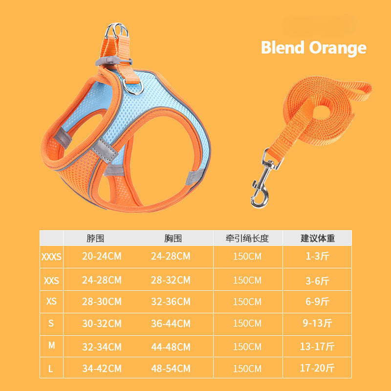 New Pet Vest-Style Pet Harness Reflective Breathable Cat Dog Leash Walking Leash Dropshipping