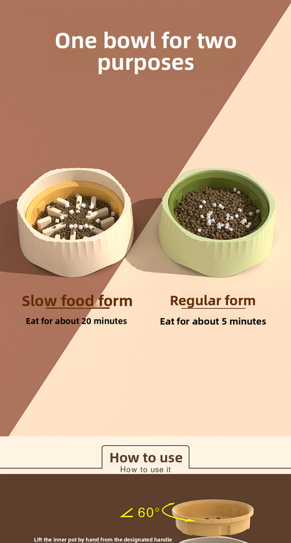 Pet Slow Feeder Bowl 2-in-1 New Dog Anti-Tip Bowl Cat Dog Supplies New Non-Slip Dog Bowl