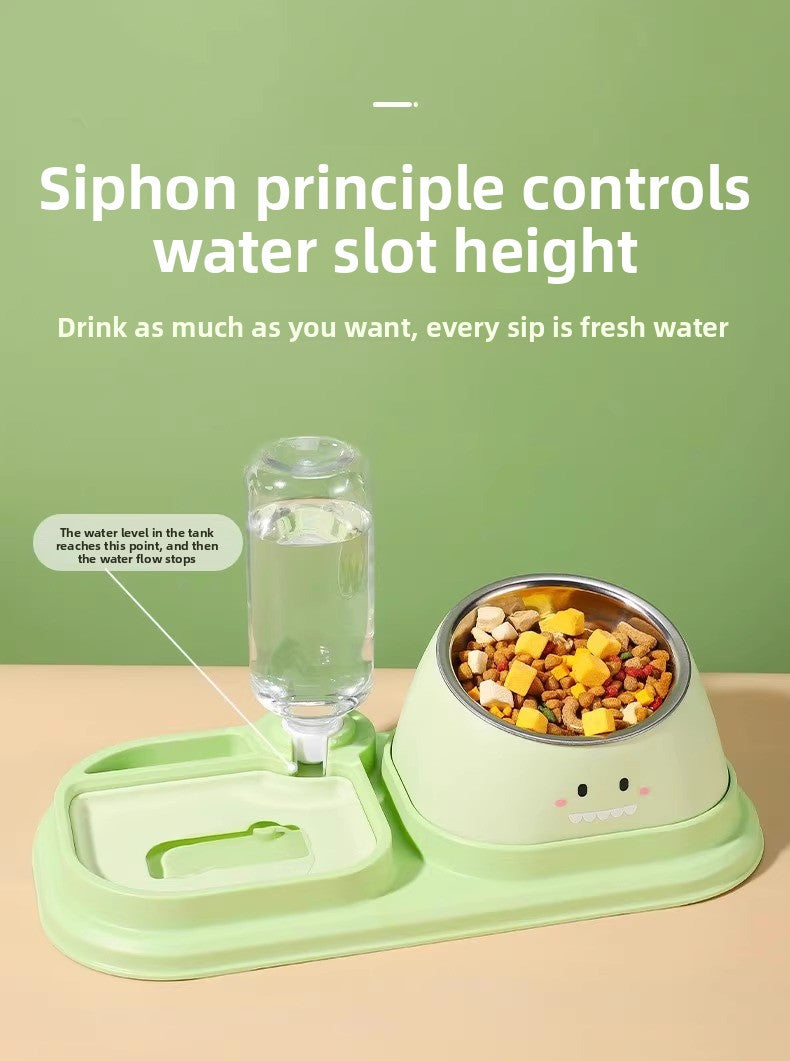 Slanted Mouth Pet Bowl Double Design Automatic Drinking Anti Choke Dog Cat Bowl