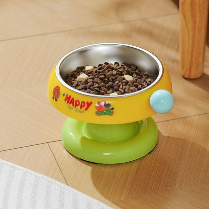 Pet Stainless Steel Cat Bowl Non-Slip Dopamine Color High-Leg Design Anti-Black Chin Cat Food Bowl Neck Protection