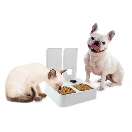 Intelligent 48h Timing Pet Feeder 300ml Double Bowl with Ice Pack for Cats Dogs