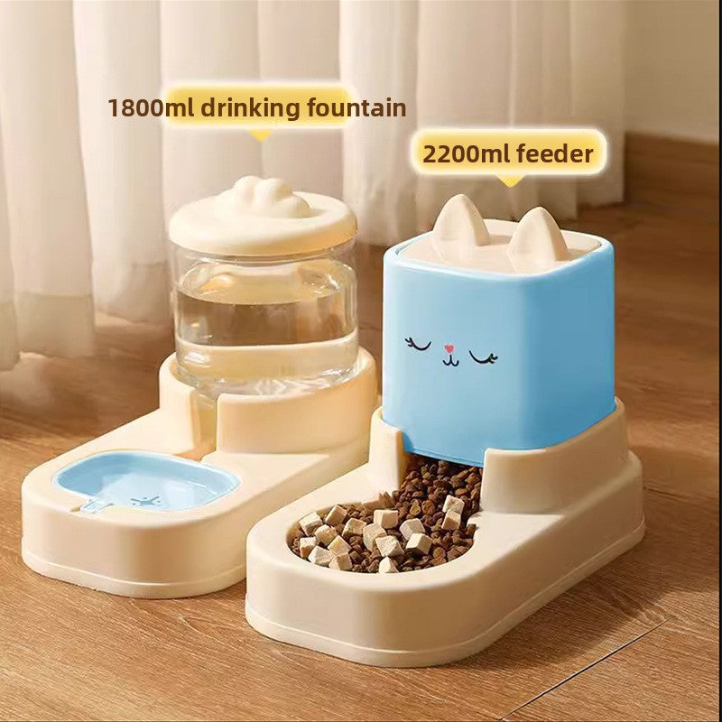 Large Capacity 5L Automatic Pet Feeder and Waterer Combo Adjustable Height Dog Cat Bowl Set with Non Slip Base