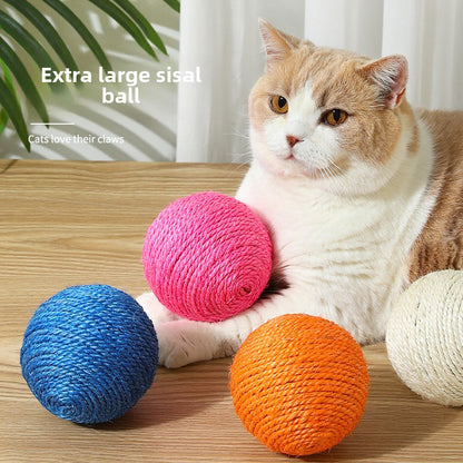 Self-entertaining Pet Toy Sound Bell Ball Jute Ball 8cm Cat Teaser