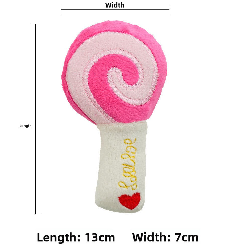 Three Colors Lollipop Plush Sound Pet Toy for Dogs Cats Supplies