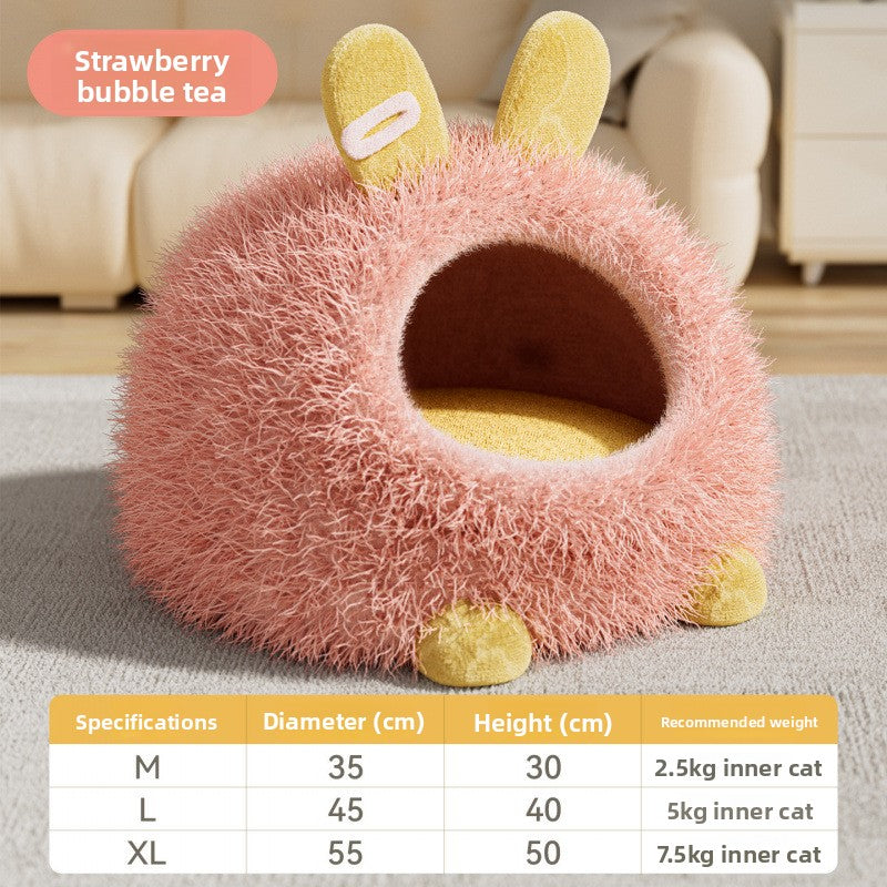 Cat House Winter Thickened Enclosed Safe Winter Warm Cold-Proof Tent House Sleeping Bag for Kittens and Small Dogs