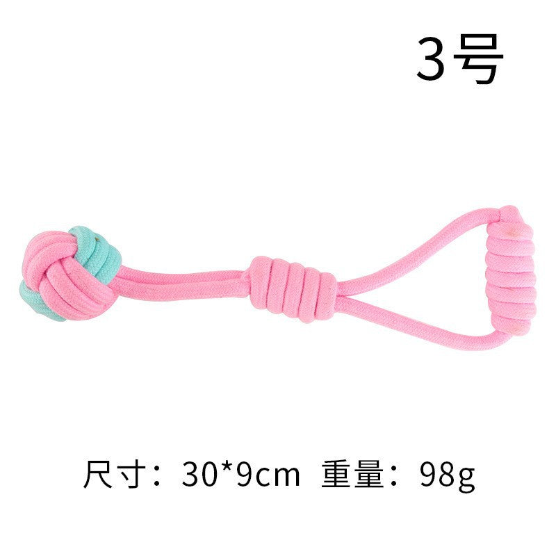 Pink Blue Combination Pet Cotton Rope Knot Toy for Tough Chewing Dogs