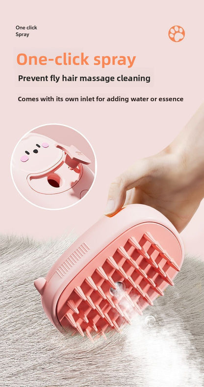 Rechargeable Electric Pet Brush with Spray Massage Silicone Bath for Cat Dog Anti-Shedding Comb