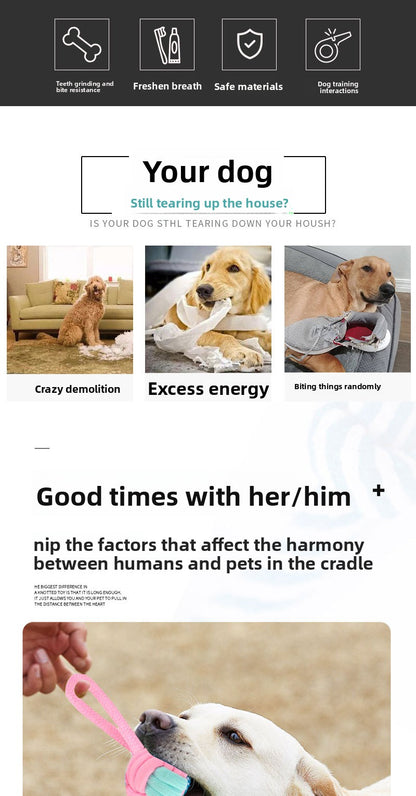 Pink Blue Combination Pet Cotton Rope Knot Toy for Tough Chewing Dogs