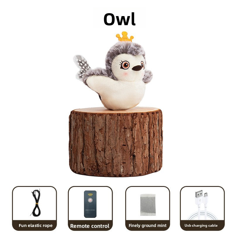 Interactive Cat Toy with Touch Sensitive Sound Plush Bird Hedgehog Capybara Teaser Stick for Teeth Grinding Self Play and Boredom Relief