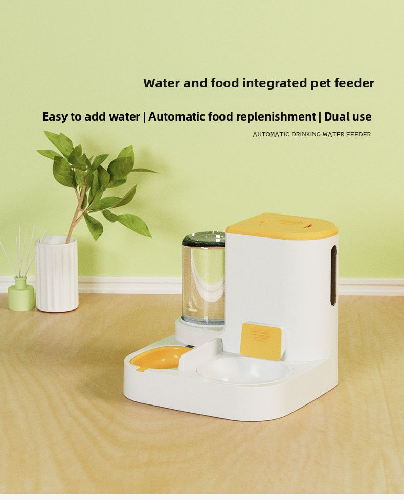 Anti-Tip Cat/Dog Feeder with Large Capacity Automatic Waterer, Ceramic/Stainless Steel Bowls