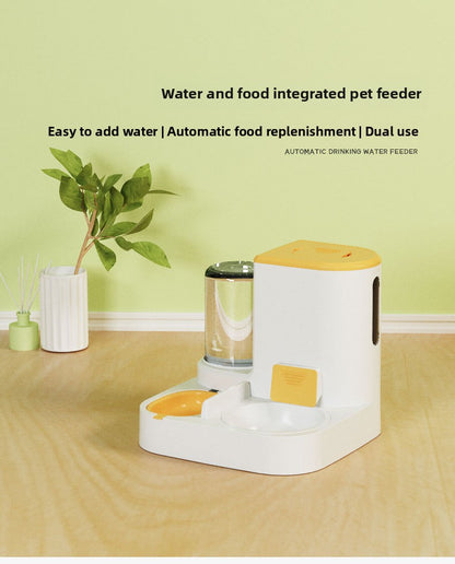 Anti-Tip Cat/Dog Feeder with Large Capacity Automatic Waterer, Ceramic/Stainless Steel Bowls