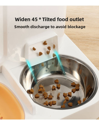 Anti-Tip Cat/Dog Feeder with Large Capacity Automatic Waterer, Ceramic/Stainless Steel Bowls