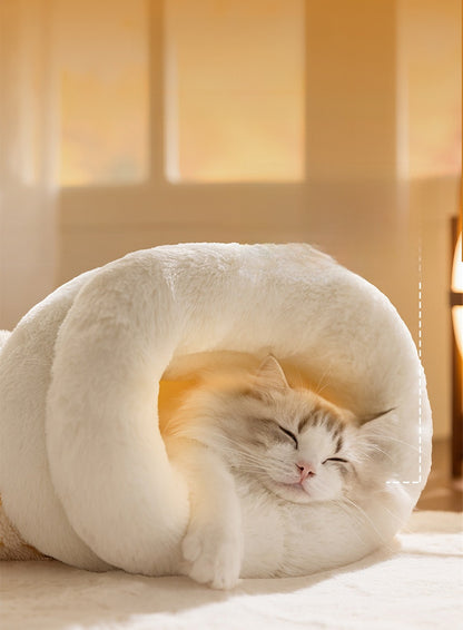 Dog House Pet Nest Closed Type Autumn Winter Cat Nest Two-tone Knitted Tent Nest Warm Round Nest Enclosed Dog House Pet