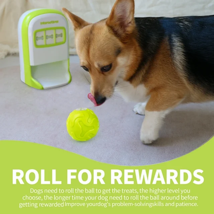 Educational Dog Toy Rolling Tennis Snack Dispenser with 4-Color Recording Feature