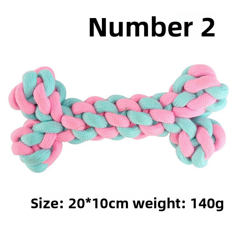 Pink Blue Combination Pet Cotton Rope Knot Toy for Tough Chewing Dogs