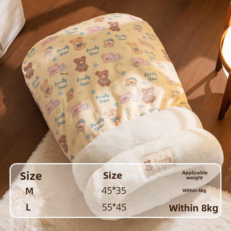 Dog House Pet Nest Closed Type Autumn Winter Cat Nest Two-tone Knitted Tent Nest Warm Round Nest Enclosed Dog House Pet