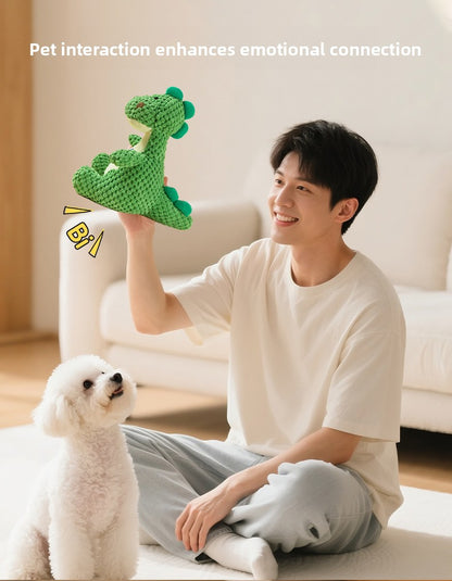 Durable Dinosaur Plush Dog Toy with Squeaker Interactive Chew Toy for Small Medium Dogs Tough Chewers Pet Supplies Puppy Teething