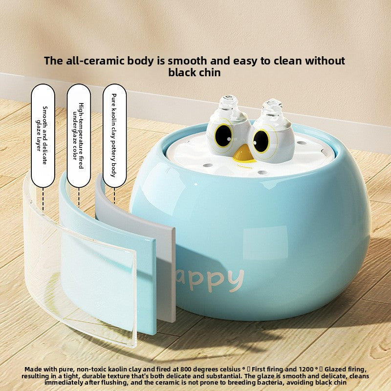 Premium Quiet Ceramic Cat Dog Water Fountain Automatic Circulating Drinker with Filter for Fresh Water