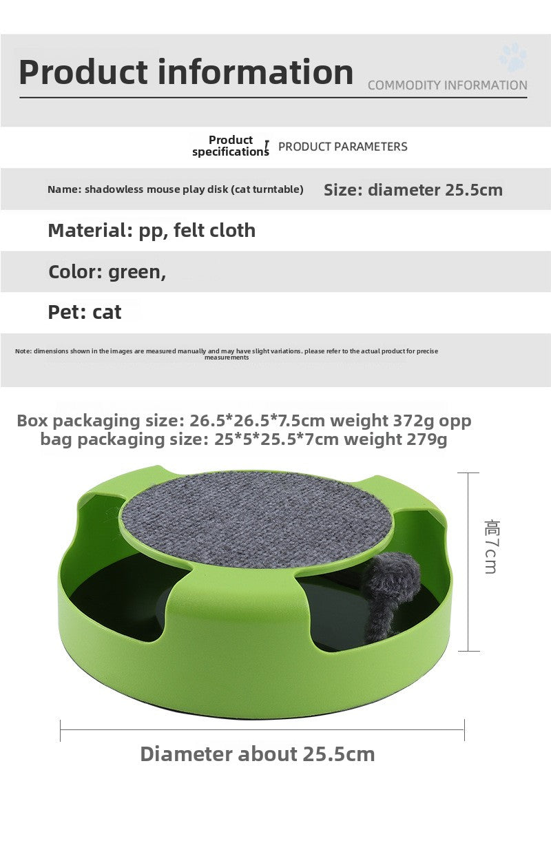 Cat Turntable Puzzle Play Plate Featuring Shadowless Mouse Toy