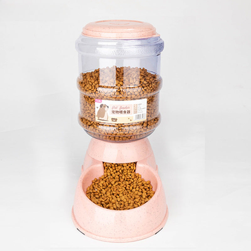 Large Capacity 3.8L Automatic Pet Feeder Dog Waterer Bowl Wheat Straw Eco Friendly Pet Supplies