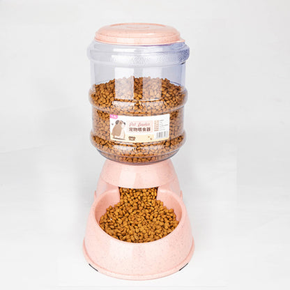 Large Capacity 3.8L Automatic Pet Feeder Dog Waterer Bowl Wheat Straw Eco Friendly Pet Supplies