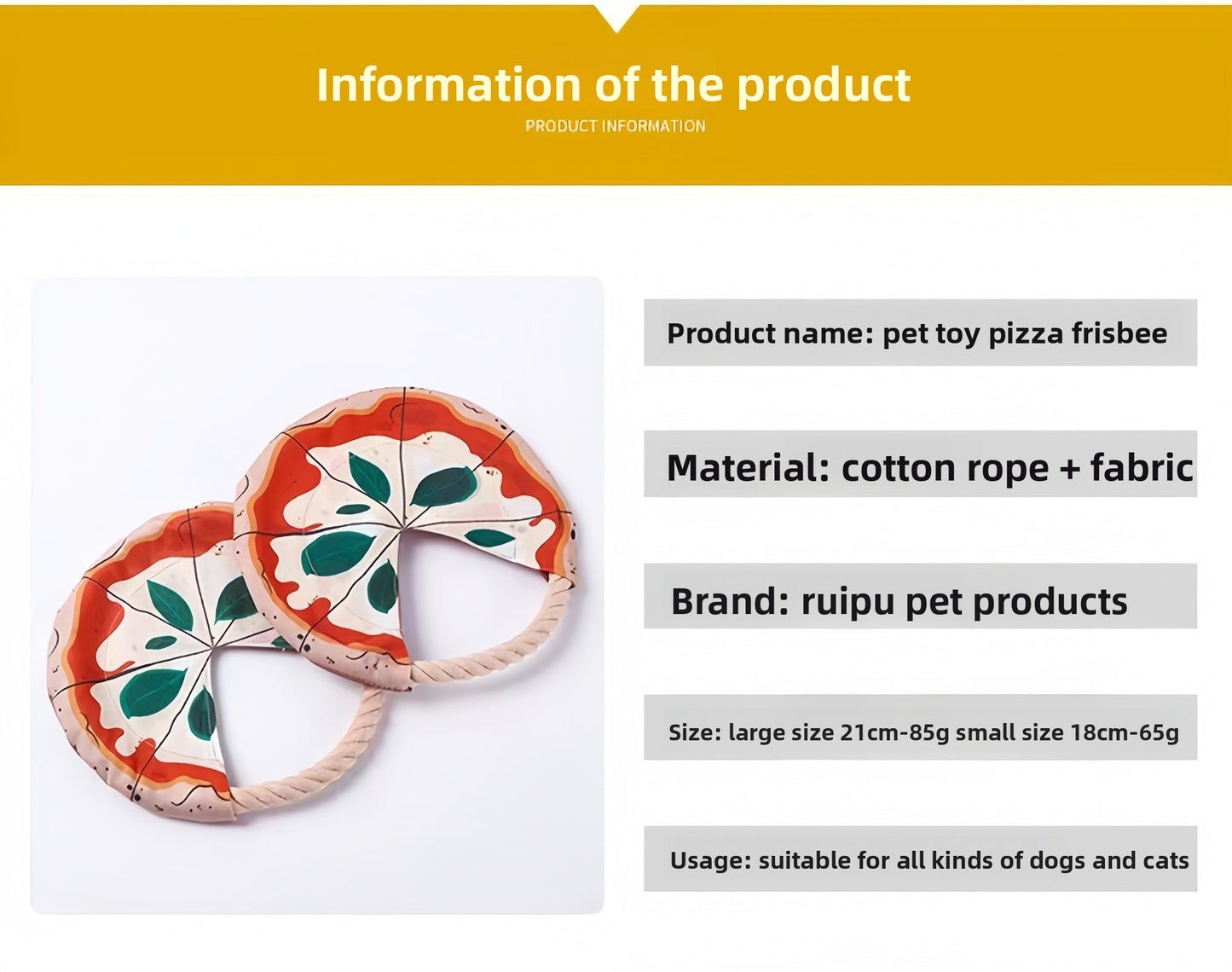 Interactive Dog Frisbee Toy Bite Resistant Cotton Rope Flying Disc for Outdoor Fetch Training and Teeth Cleaning Pizza Shaped Pet Toy