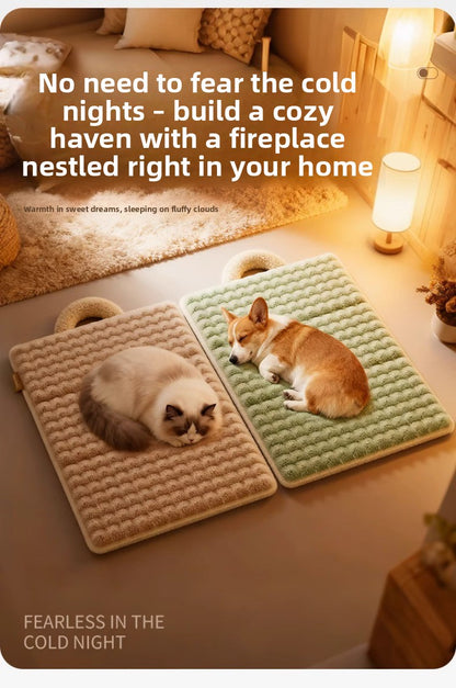 Deluxe Heated Pet Bed for Dogs Cats Warm Plush Mat with Removable Washable Cover All Season Cushion for Puppy Kitten Senior Pets