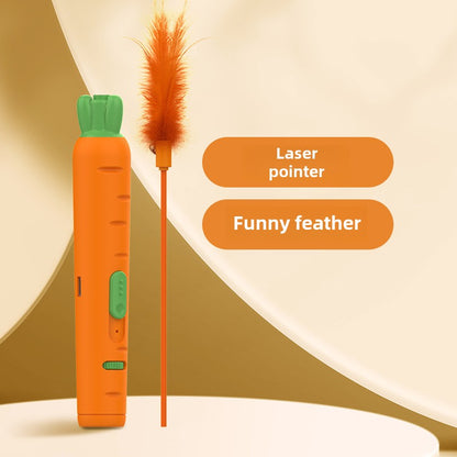 Carrot Laser Cat Teaser Infrared Laser Light Cat Teaser Feather Bell Pet Supplies