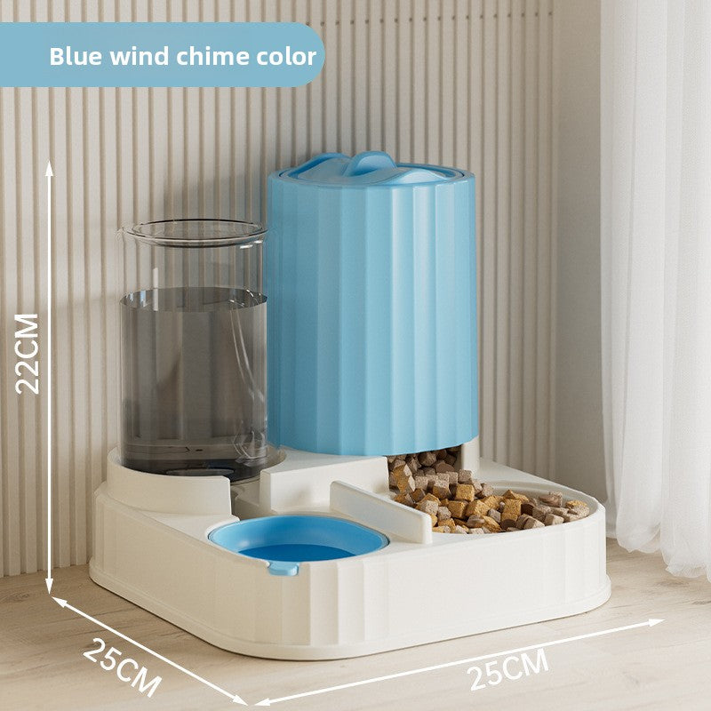 Cat Water Fountain Combined with Automatic Pet Feeder and Flowing Drinking Water Bowl