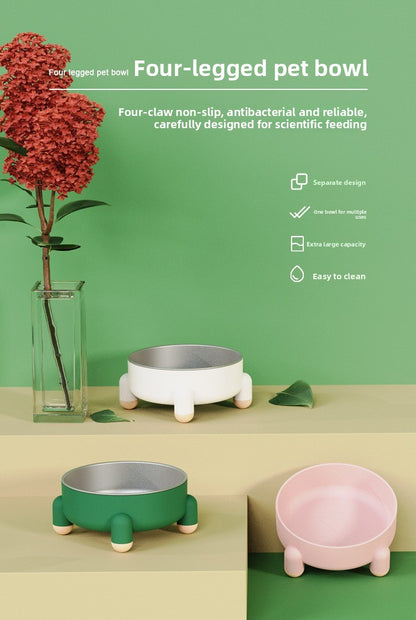 High Feet Stainless Steel Dog Cat Bowl Anti Slip Tip with Neck Protection