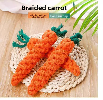 Dog Toy Carrot Knot Design Interactive BiteProof Teeth Cleaning for Small Pets