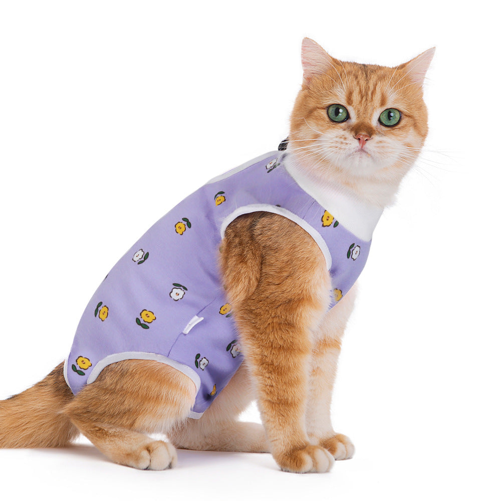 Post Surgery Cat Recovery Suit for Female Cats Anti Lick Cone Alternative Soft Breathable Pet Surgical Suit Spay Neuter Recovery