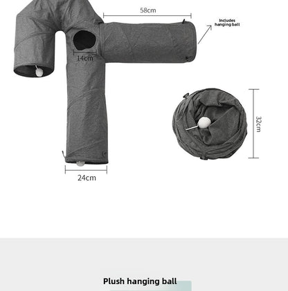 Hot-Selling New Four-Hole Three-Way Curved Foldable Scratch-Resistant Cat Tunnel Pet Toy