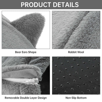 Detachable Foldable Cave Cat Bed Featuring Double Zipper Soft Fur Pad