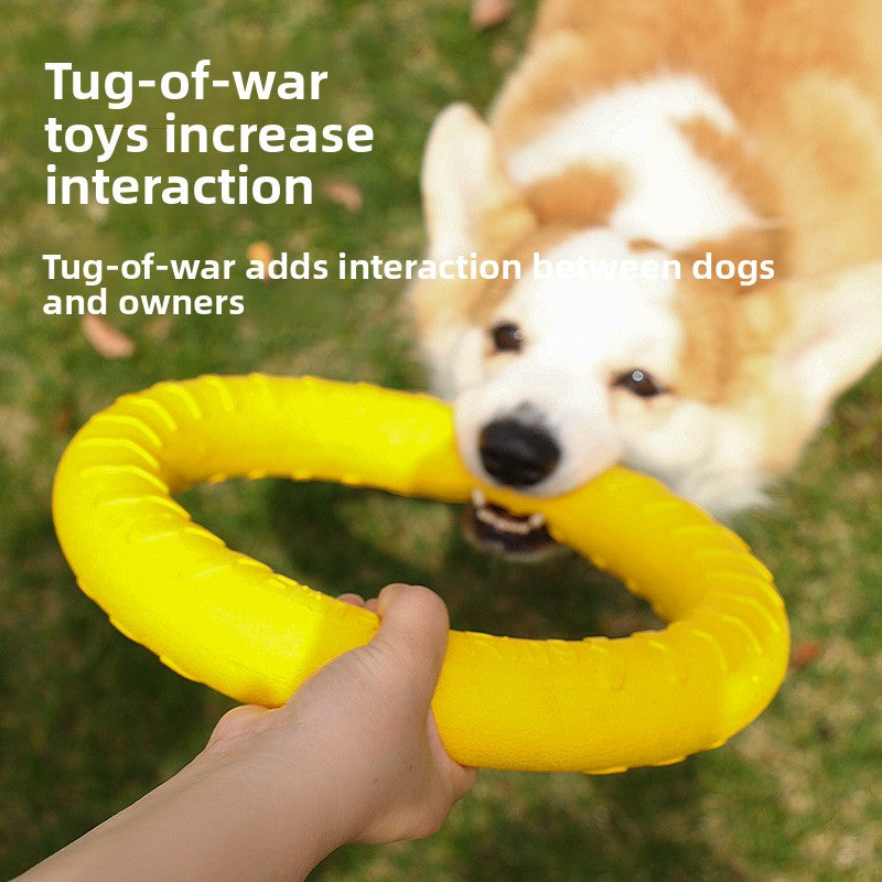 Dog Outdoor Training Energy-Consuming Safe Soft Rubber Interactive Pull Ring Toy