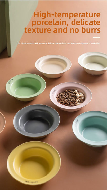 Elevated Dog Bowl with Neck Protection Macaron Series Acrylic Stand Ceramic Cat Food Bowl Non Slip Pet Feeder for Small Medium Dogs Cats