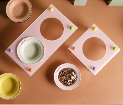 Elevated Dog Bowl with Neck Protection Macaron Series Acrylic Stand Ceramic Cat Food Bowl Non Slip Pet Feeder for Small Medium Dogs Cats