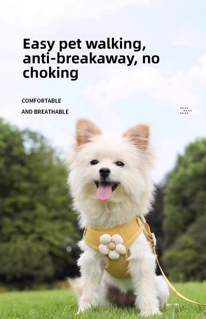 Small Dog Outdoor Walking Leash Vest Style Chest Harness for Teddy Bichon Pomeranian