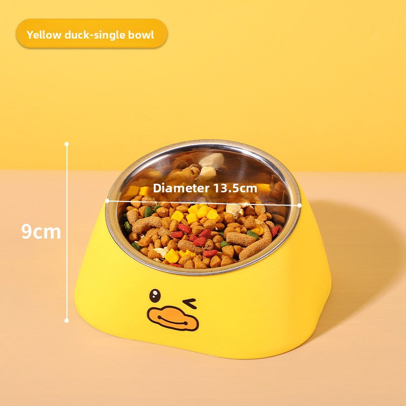 Slanted Mouth Pet Bowl Double Design Automatic Drinking Anti Choke Dog Cat Bowl