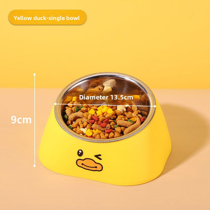 Slanted Mouth Pet Bowl Double Design Automatic Drinking Anti Choke Dog Cat Bowl
