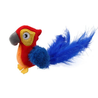 Interactive Cat Toy with Touch Sensitive Sound Plush Bird Hedgehog Capybara Teaser Stick for Teeth Grinding Self Play and Boredom Relief